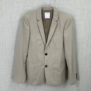 Sandro Paris Blazer Mens 46 Tan Wool Minimalist Classic Quiet Lux Capsule NEW